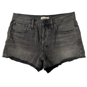 Madewell Size 28 Relaxed Denim Button Fly Cut Off Black Jean Shorts